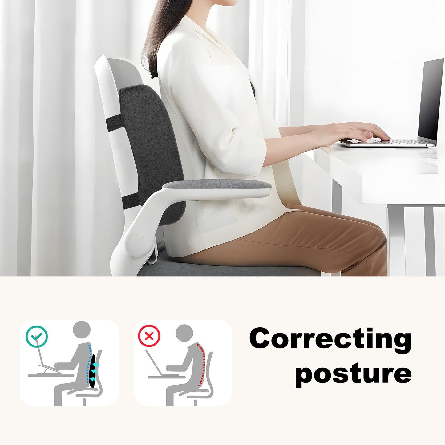 Comfier Lumbar Support & Massager CILI Lumbar Support Pillow for Ofiice Chair, Heated Back Support Pillow with Vibration, Back Massager for Pain Relief, Back Cushion for Sofa Car Recliner, Adjustable Straps, Memory Foam CL-4102