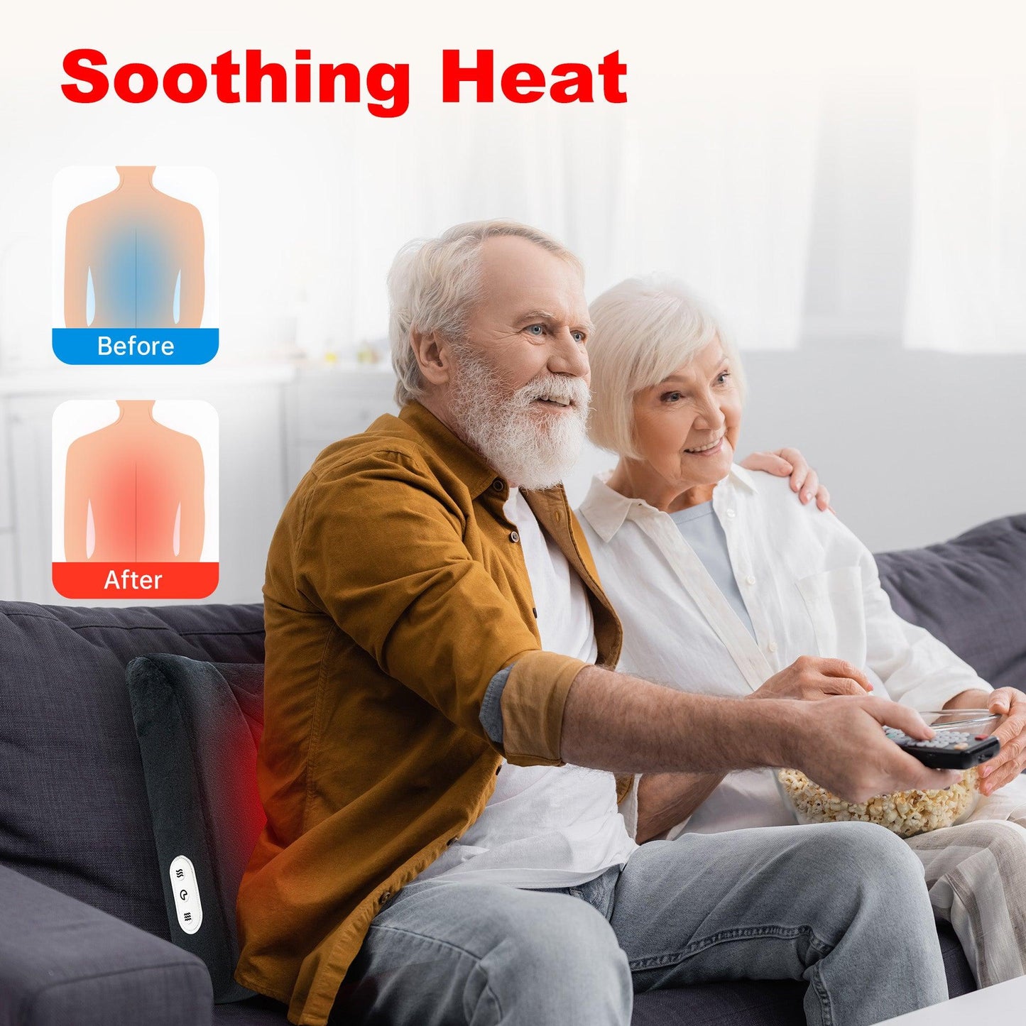 Comfier Lumbar Support & Massager CILI Lumbar Support Pillow for Ofiice Chair, Heated Back Support Pillow with Vibration, Back Massager for Pain Relief, Back Cushion for Sofa Car Recliner, Adjustable Straps, Memory Foam CL-4102