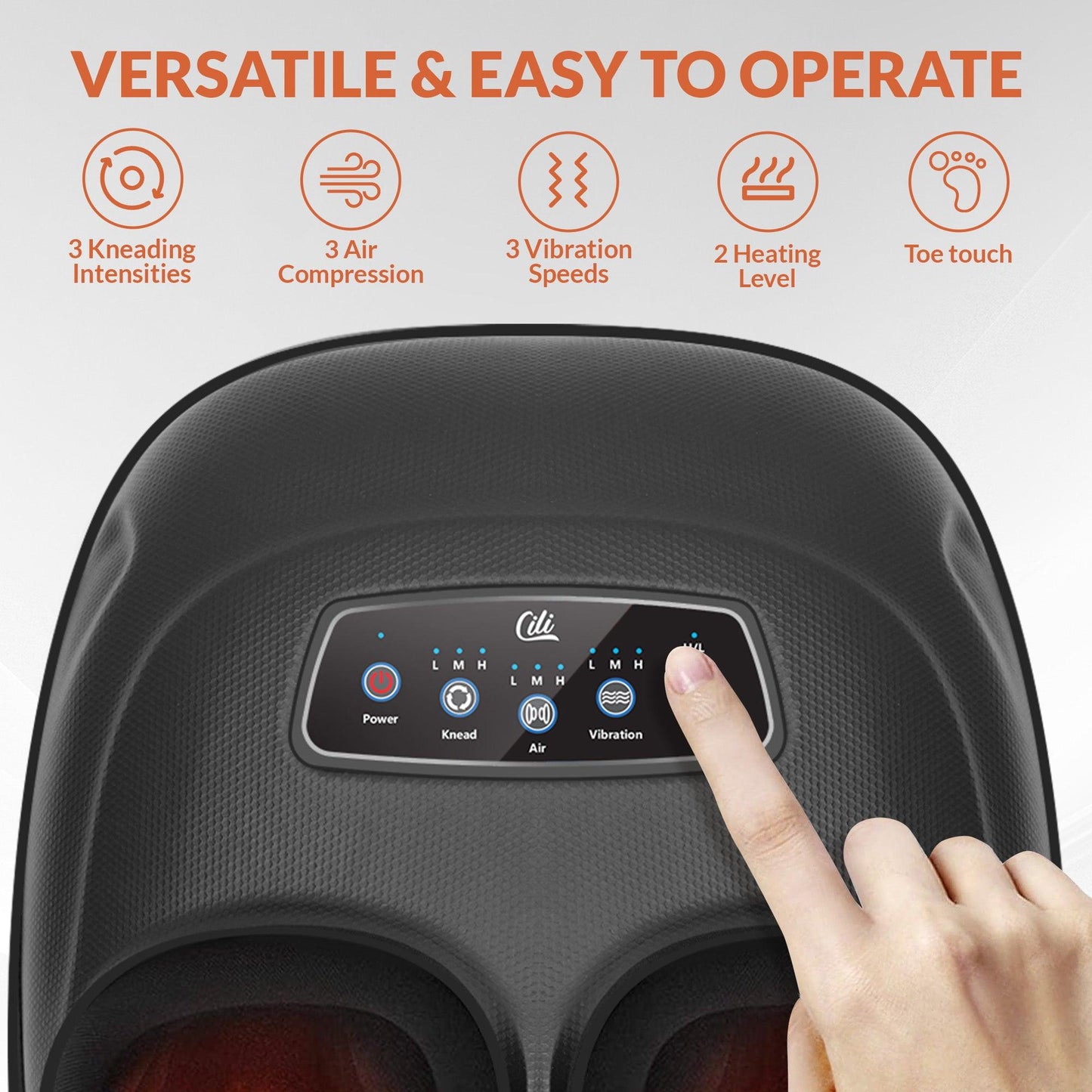 Comfier USA CILI Foot Massager Machine, Feet Massager With 3 Kneading Intensities, Detachable Foot Sleeve, Foot Massager Plantar Fasciitis Relief, Shiatsu Foot Massager Fits Size Up to 13 (Black) CL-5225