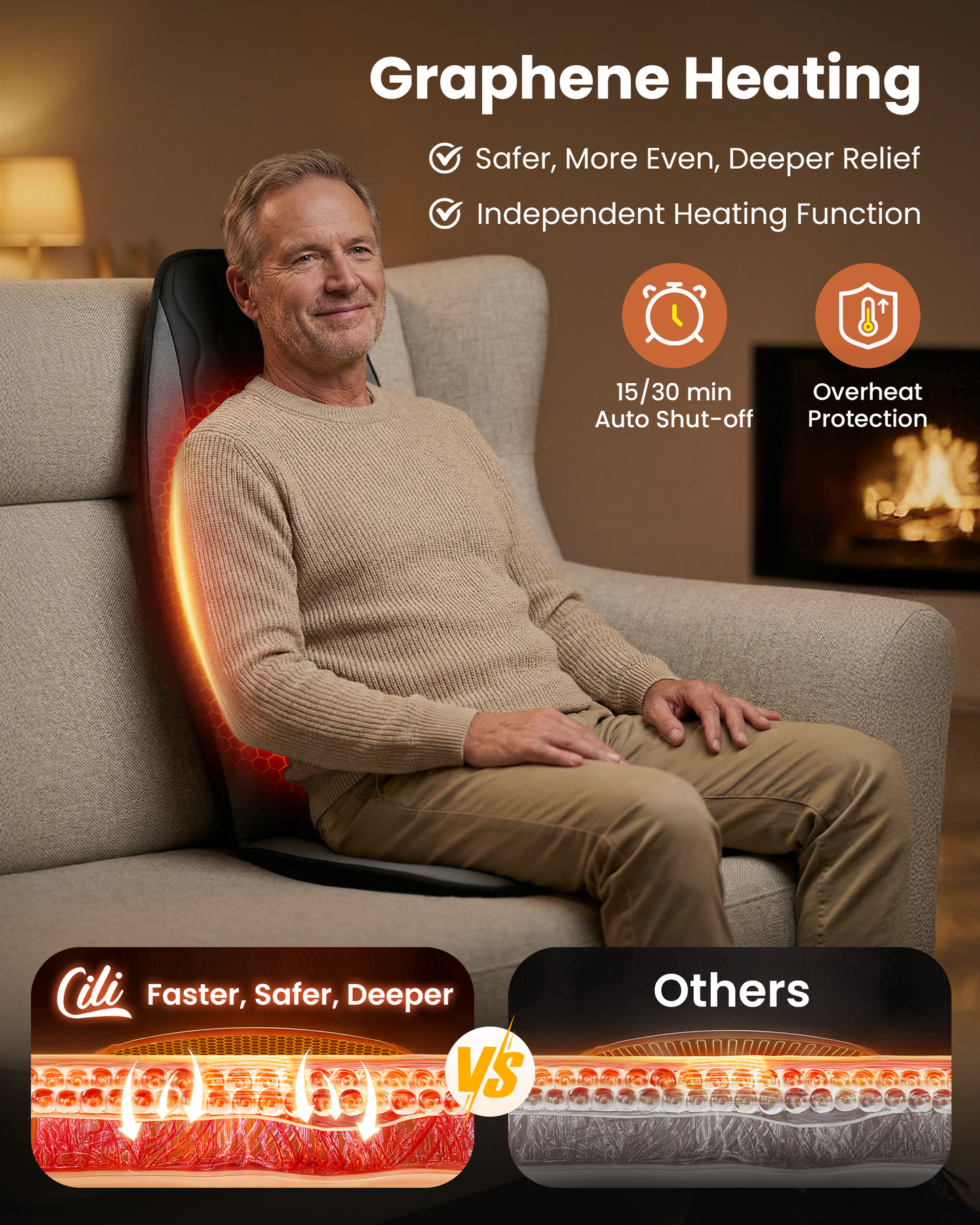CILI Vibration Back Massager with Heat - CL-2522