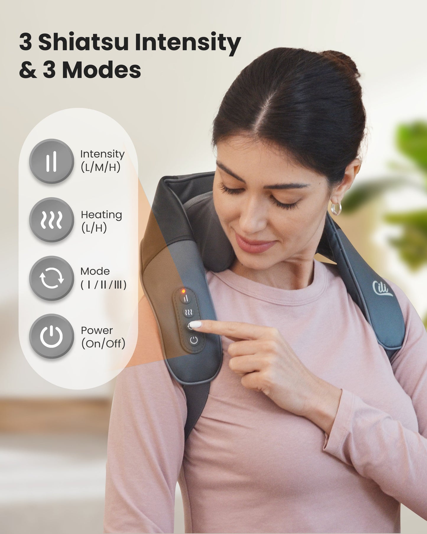 CiLi CILI Cordless Neck Massager with Heat, 4D Shiatsu Neck Shoulder Massager Deep Tissue Neck Back Massager Pillow, Wider Massage Head & More Heating Area CL-6826